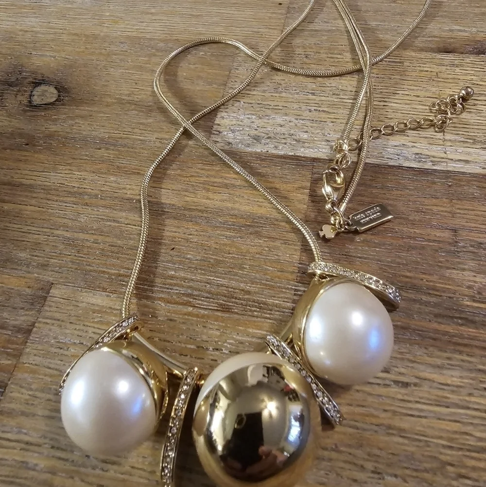 Kate Spade New York Gold and Pearl with Rhinestone studded spacers Necklace